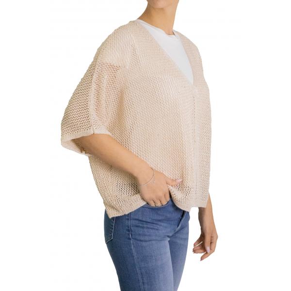 Cardigan con gancio scollo a V manica corta 